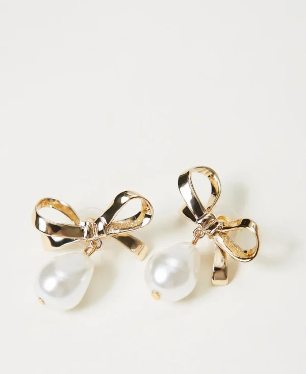 Bijoux*TWINSET Milano Boucles D’oreilles En Nœud Avec Perle New Gold