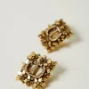 Bijoux*TWINSET Milano Boucles D’oreilles Oval T Avec Motif Floral Laiton Clair