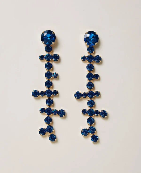 boucles_doreilles_pendant_0.webp Bijoux*TWINSET Milano Boucles D’oreilles Pendantes Avec Strass Bleu Malibu