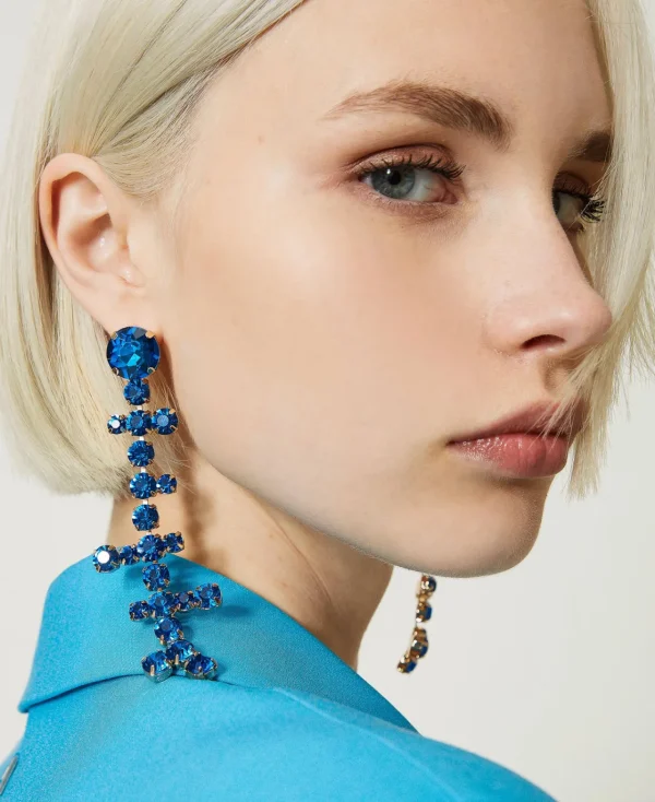 boucles_doreilles_pendant_1.webp Bijoux*TWINSET Milano Boucles D’oreilles Pendantes Avec Strass Bleu Malibu