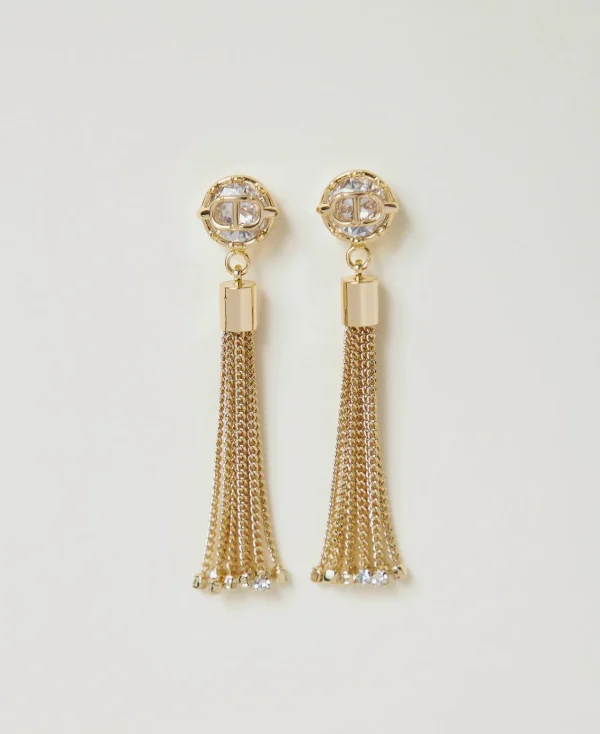 Bijoux*TWINSET Milano Boucles D’oreilles Pompons Avec Oval T New Gold