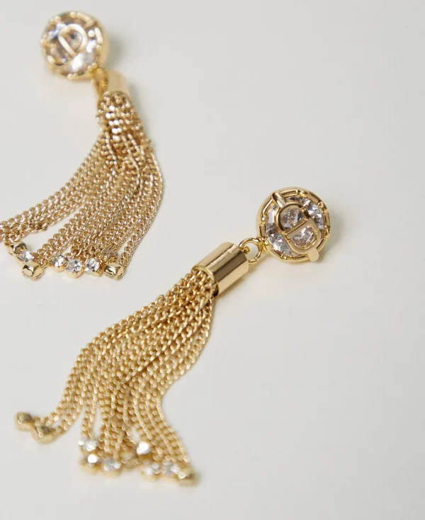 Bijoux*TWINSET Milano Boucles D’oreilles Pompons Avec Oval T New Gold