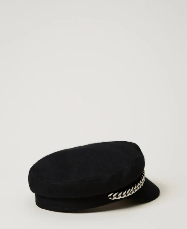 Accessoires*TWINSET Milano Béret En Drap Noir