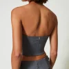 T-Shirts Et Tops*TWINSET Milano Bustier MYFO Avec Broderie Gris Moyen Mélangé