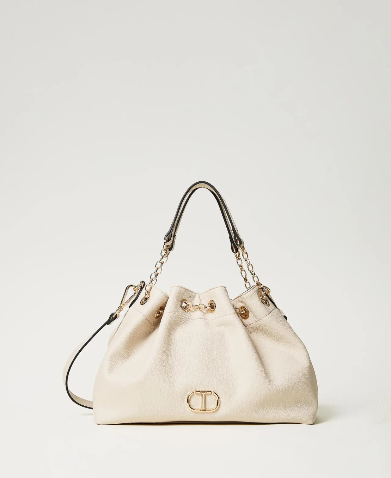Cabas | Sacs À Bandoulière*TWINSET Milano Cabas Avec Oval T Et Anses Façon Cordon De Serrage Off White