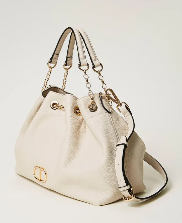 cabas_avec_oval_t_et_anse_2.webp Cabas | Sacs À Bandoulière*TWINSET Milano Cabas Avec Oval T Et Anses Façon Cordon De Serrage Off White