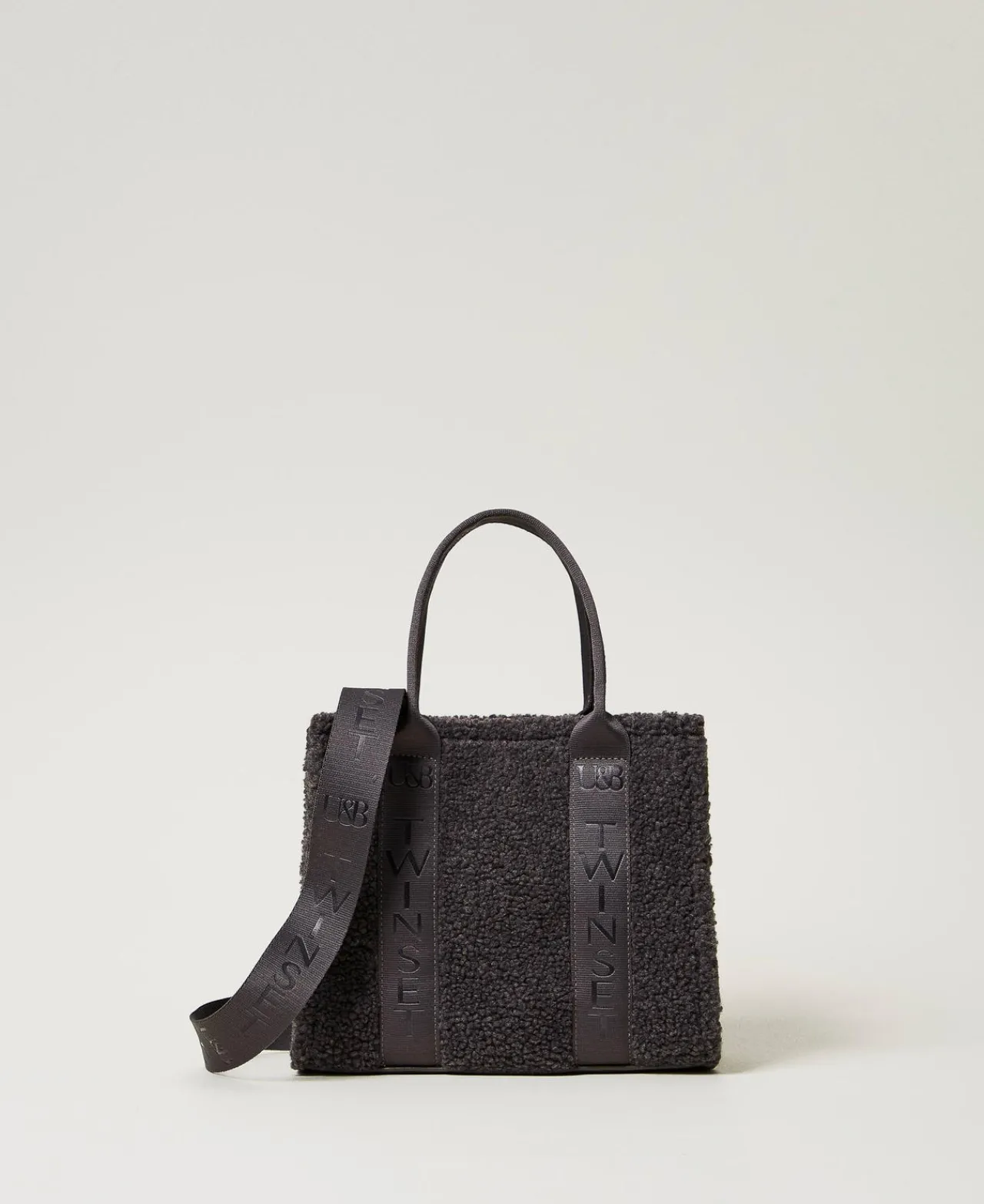 cabas_en_fausse_fourrure__0.webp Cabas | Sacs Porté Épaule*TWINSET Milano Cabas En Fausse Fourrure Effet Furry Gris « Blackened Pearl »