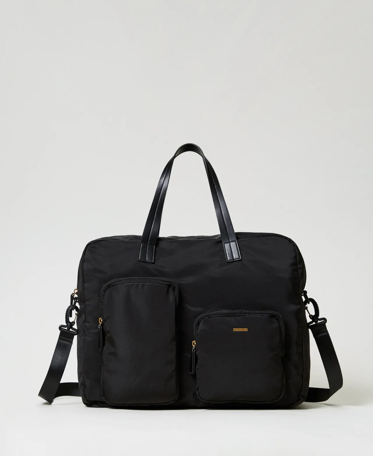 cabas_en_tissu_technique_0.webp Sacs Porté Épaule | Sacs À Bandoulière*TWINSET Milano Cabas En Tissu Technique Noir