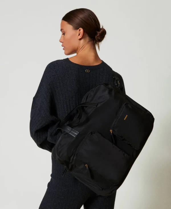 Sacs Porté Épaule | Sacs À Bandoulière*TWINSET Milano Cabas En Tissu Technique Noir