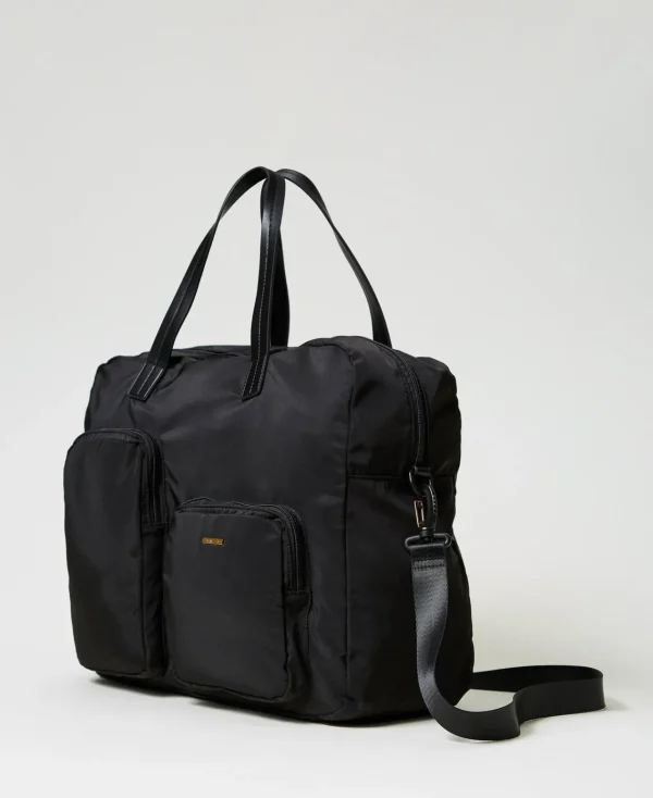 Sacs Porté Épaule | Sacs À Bandoulière*TWINSET Milano Cabas En Tissu Technique Noir