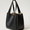 Cabas | Sacs Porté Épaule*TWINSET Milano Cabas «Forever» En Cuir Noir