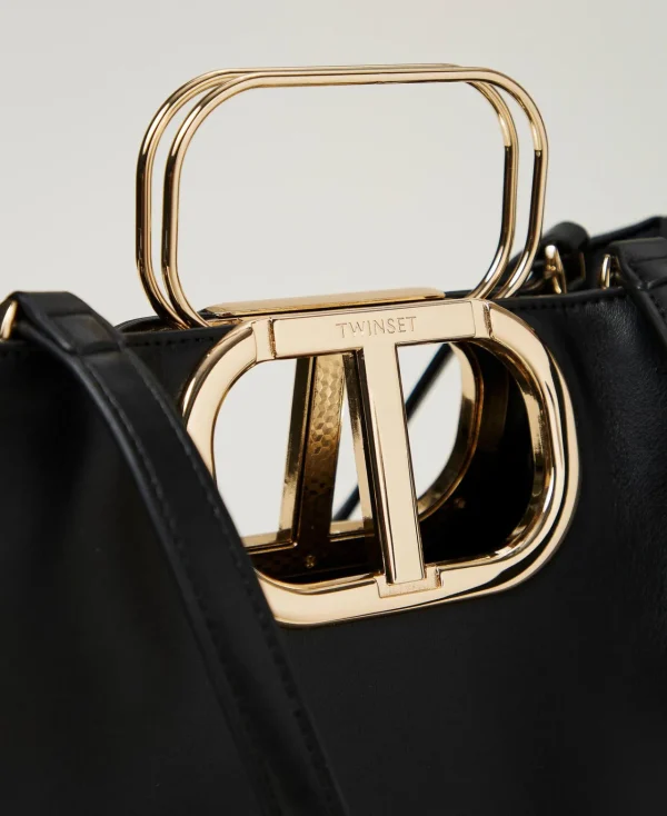 cabas_lila_avec_anse_oval_3.webp Cabas | Sacs Porté Épaule*TWINSET Milano Cabas «Lila» Avec Anse Oval T Noir