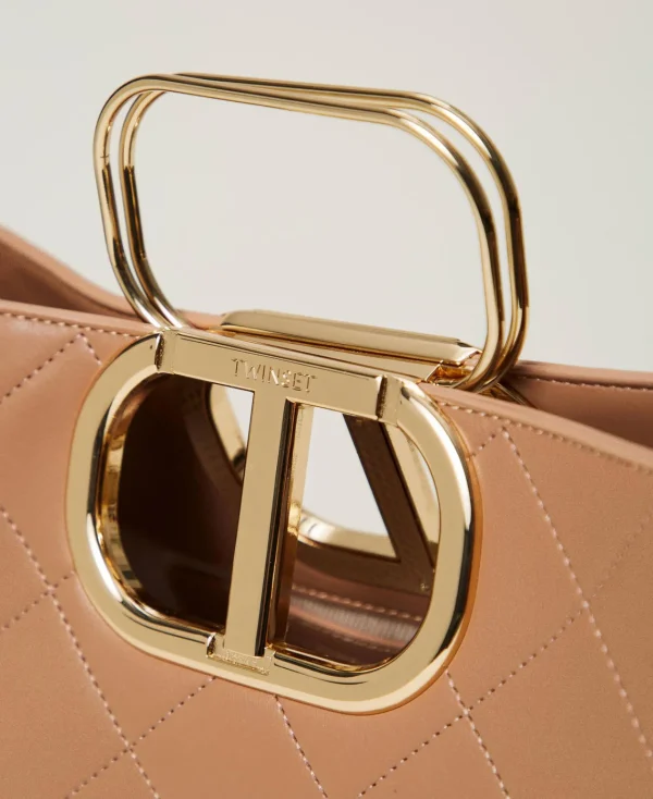 cabas_lila_matelass_avec__3.webp Cabas | Sacs Porté Épaule*TWINSET Milano Cabas «Lila» Matelassé Avec Anse Oval T Chocolate Malt