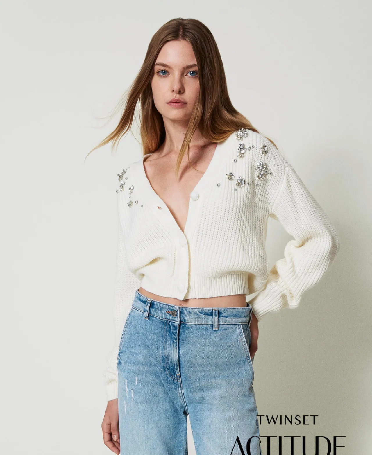 Pulls Et Cardigans*TWINSET Milano Cardigan Avec Broderies Réalisées à La Main Crème White
