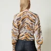 Pulls Et Cardigans*TWINSET Milano Cardigan Double Usage En Laine Et Alpaga Imprimé Tigre Orange « Tanné »/Noir