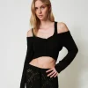 Pulls Et Cardigans*TWINSET Milano Cardigan En Fil Treeblend Avec Torsades Noir
