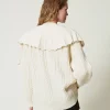cardigan_en_laine_mlange__4.webp Pulls Et Cardigans*TWINSET Milano Cardigan En Laine Mélangée Avec Volants Blanc Neige