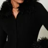 Pulls Et Cardigans*TWINSET Milano Cardigan En Laine Mélangée Et Fausse Fourrure Noir