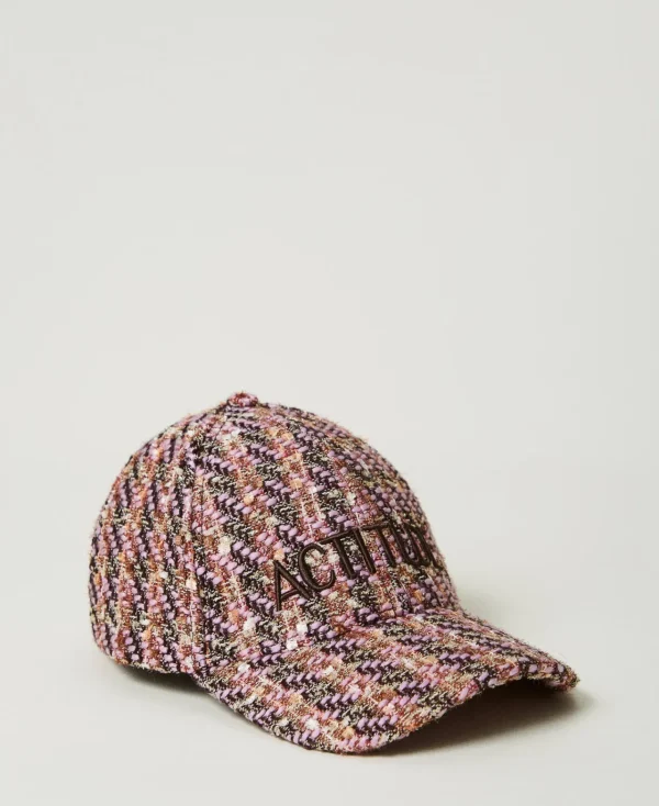 Chapeaux*TWINSET Milano Casquette De Baseball En Tissu Bouclé Pink Tulle Bouclé