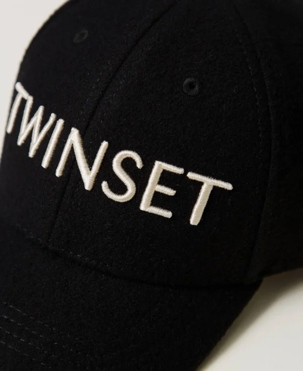 Accessoires*TWINSET Milano Casquette De Baseball En Drap Avec Logo Noir