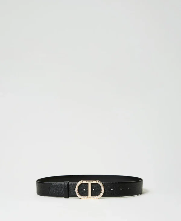 Ceintures*TWINSET Milano Ceinture Avec Boucle Oval T Et Perles Noir