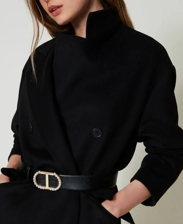 Ceintures*TWINSET Milano Ceinture Avec Boucle Oval T Et Perles Noir