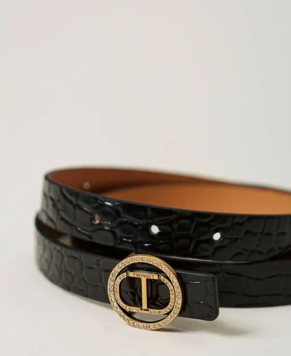 ceinture_en_cuir_avec_imp_2.webp Ceintures*TWINSET Milano Ceinture En Cuir Avec Imprimé Croco Noir