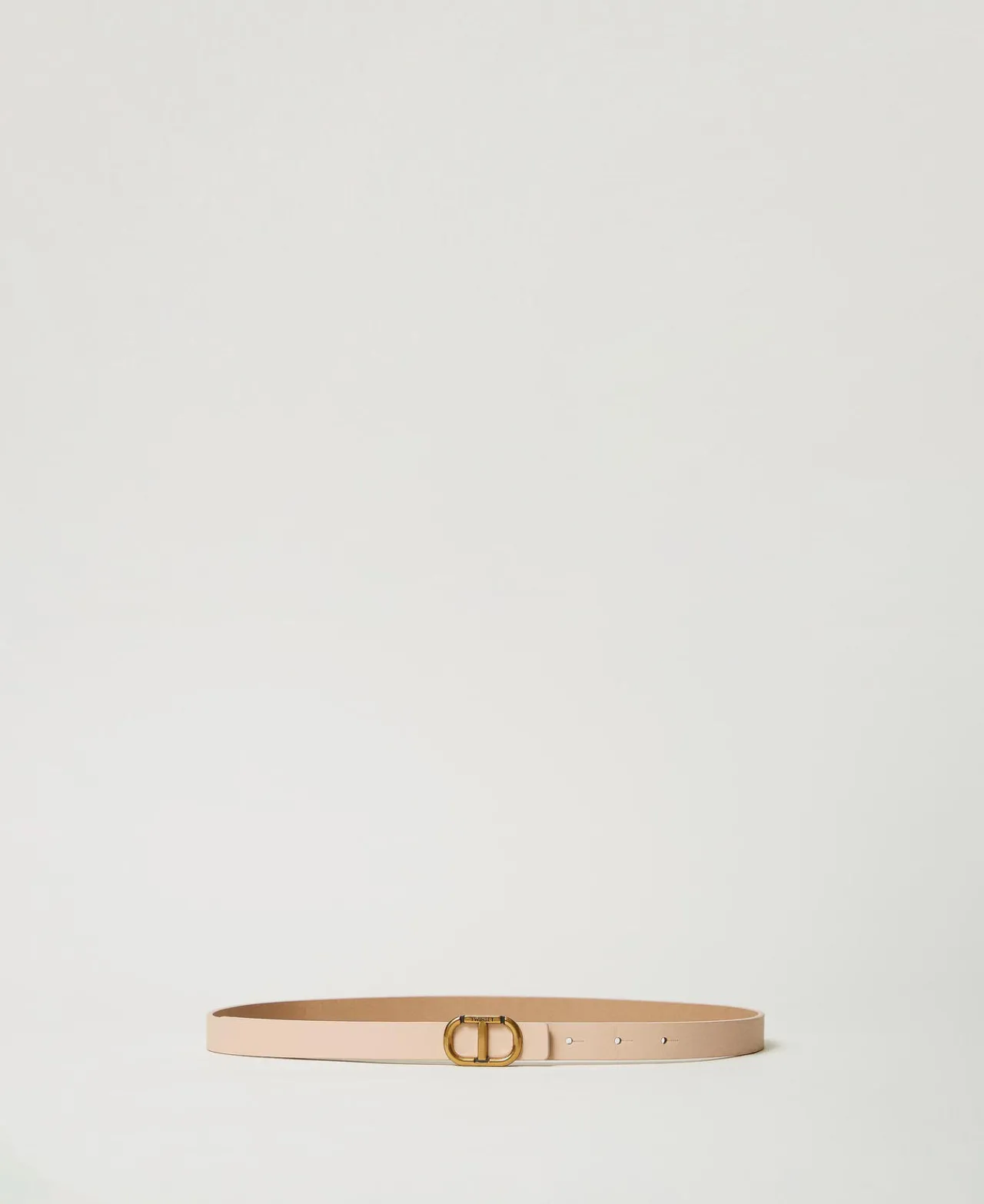 Ceintures*TWINSET Milano Ceinture Fine Réversible En Cuir Avec Oval T Bicolore Rose « Peach Pink »/Marron « Sandy Brown »