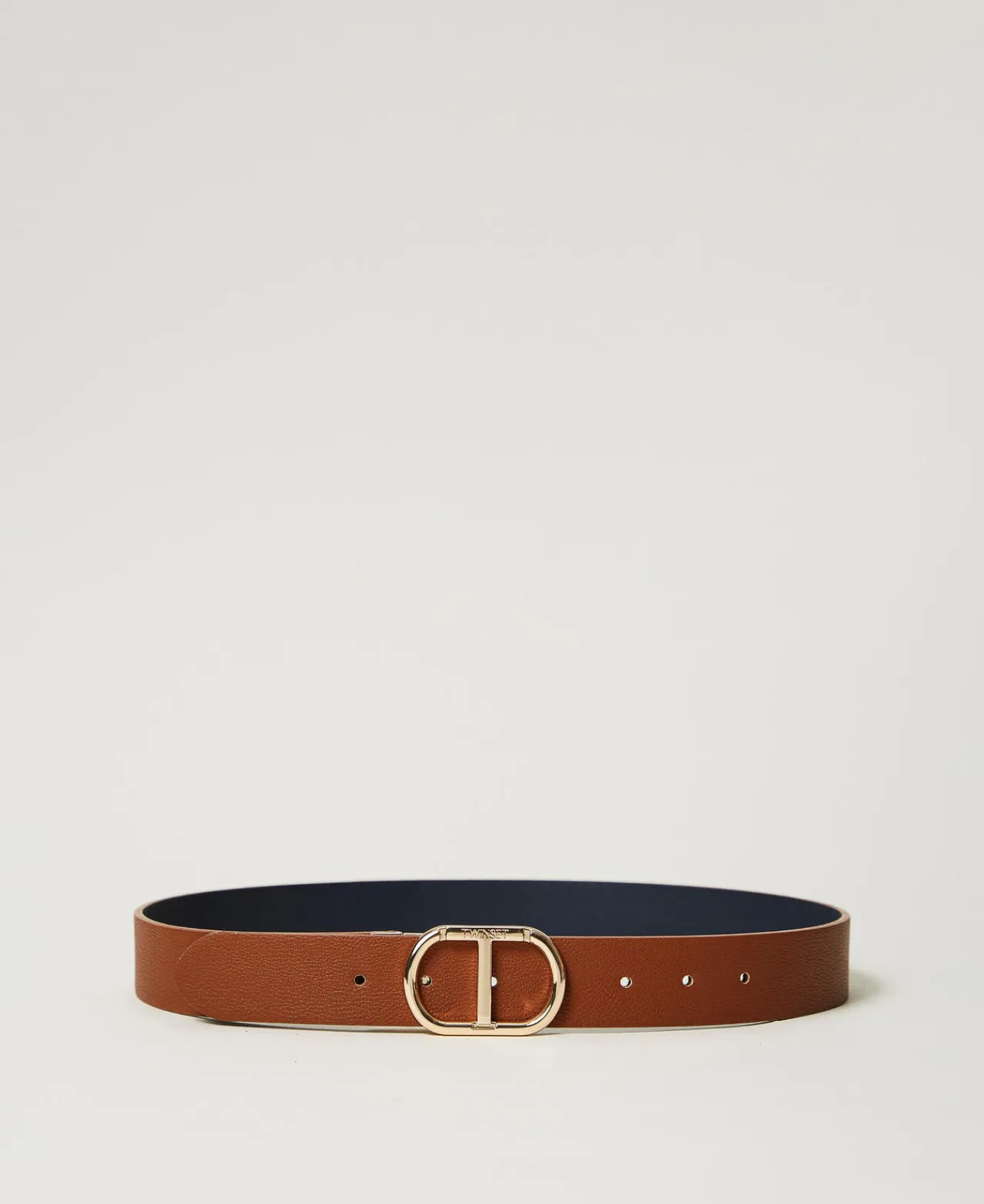 Ceintures*TWINSET Milano Ceinture Réversible Avec Boucle Oval T Bicolore Marron Cuir/Bleu Classique