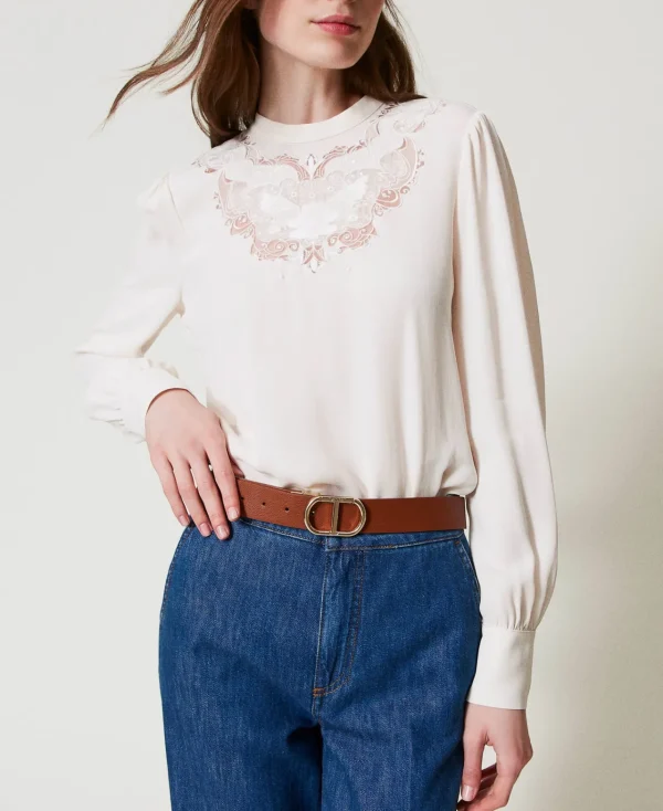 Ceintures*TWINSET Milano Ceinture Réversible Avec Boucle Oval T Bicolore Marron Cuir/Bleu Classique