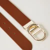 Ceintures*TWINSET Milano Ceinture Réversible Avec Boucle Oval T Bicolore Marron Cuir/Bleu Classique