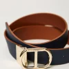 Ceintures*TWINSET Milano Ceinture Réversible Avec Boucle Oval T Bicolore Marron Cuir/Bleu Classique
