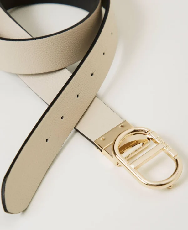 ceinture_rversible_avec_b_3.webp Ceintures*TWINSET Milano Ceinture Réversible Avec Boucle Oval T Bicolore Noir/Blanc « Old White »