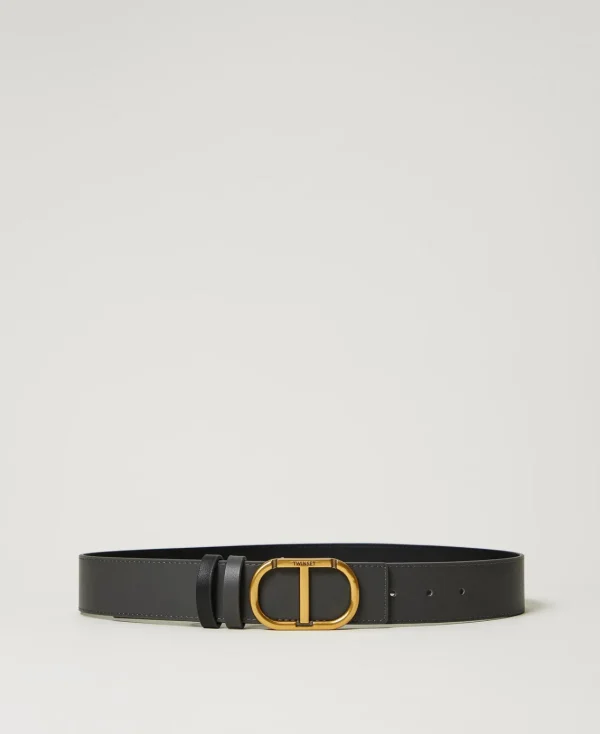 ceinture_rversible_en_cui_0-1.webp Ceintures*TWINSET Milano Ceinture Réversible En Cuir Avec Oval T Bicolore Gris Anthracite/Noir