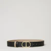ceinture_rversible_en_cui_0.webp Ceintures*TWINSET Milano Ceinture Réversible En Cuir Avec Oval T Bicolore Noir/Beige « Light Taupe »