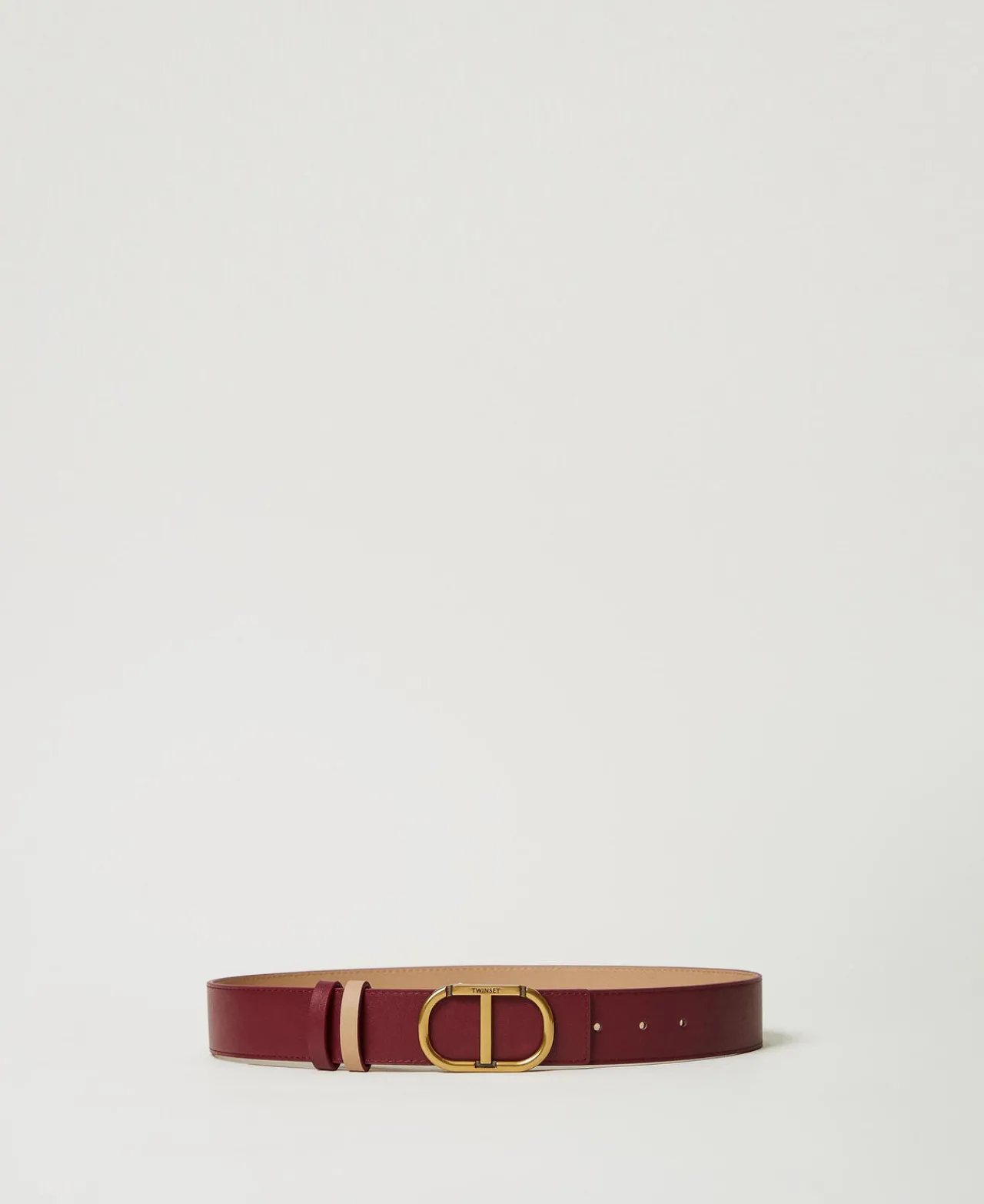 ceinture_rversible_en_cui_0-2.webp Ceintures*TWINSET Milano Ceinture Réversible En Cuir Avec Oval T Bicolore Red Plum/Marron « Sandy Brown »