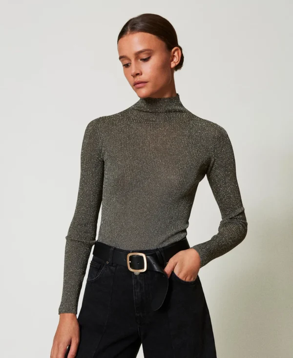 ceinture_rversible_en_cui_1-1.webp Ceintures*TWINSET Milano Ceinture Réversible En Cuir Avec Oval T Bicolore Gris Anthracite/Noir