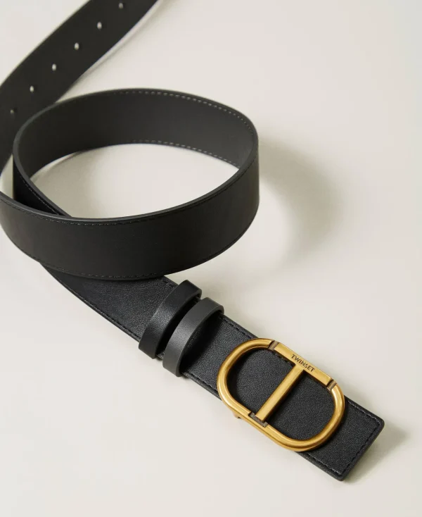 ceinture_rversible_en_cui_3-1.webp Ceintures*TWINSET Milano Ceinture Réversible En Cuir Avec Oval T Bicolore Gris Anthracite/Noir