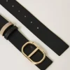 ceinture_rversible_en_cui_3.webp Ceintures*TWINSET Milano Ceinture Réversible En Cuir Avec Oval T Bicolore Noir/Beige « Light Taupe »