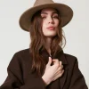 Chapeaux*TWINSET Milano Chapeau En Drap Avec Oval T Beige Foncé