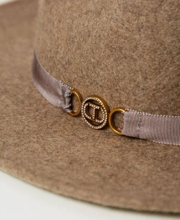 Chapeaux*TWINSET Milano Chapeau En Drap Avec Oval T Beige Foncé
