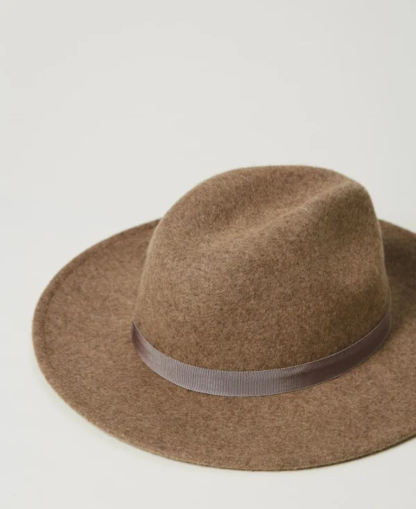 Chapeaux*TWINSET Milano Chapeau En Drap Avec Oval T Beige Foncé