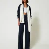 Écharpes*TWINSET Milano Écharpe Avec Broderies Et Logo Crème White