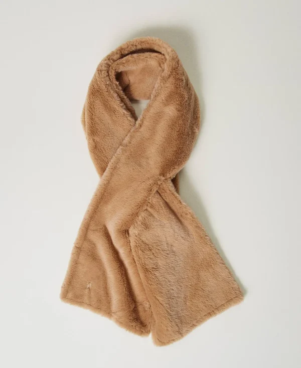 Écharpes*TWINSET Milano Écharpe En Fausse Fourrure Marron « Beaver »