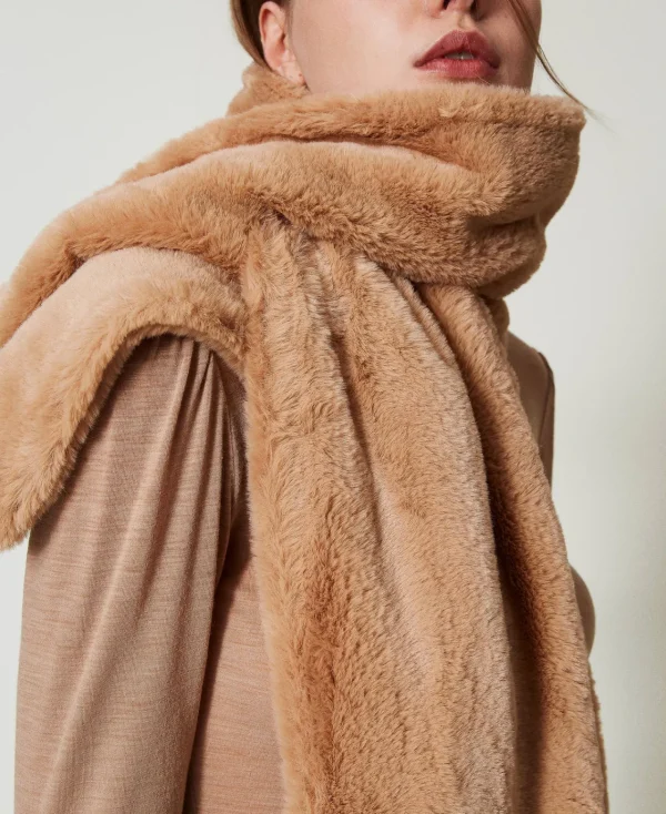 Écharpes*TWINSET Milano Écharpe En Fausse Fourrure Marron « Beaver »