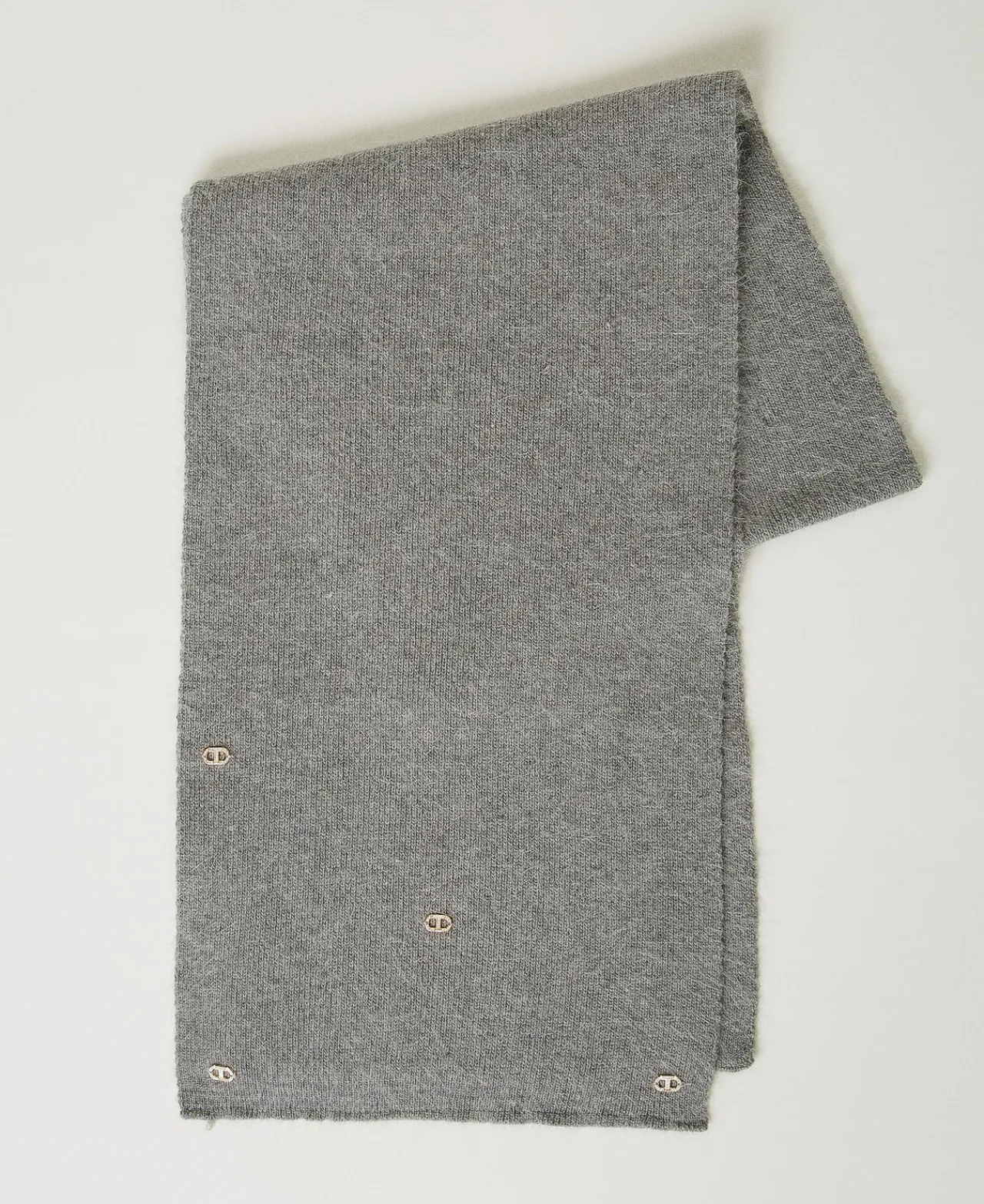 Écharpes*TWINSET Milano Écharpe En Maille Avec Oval T Gris Chiné Foncé