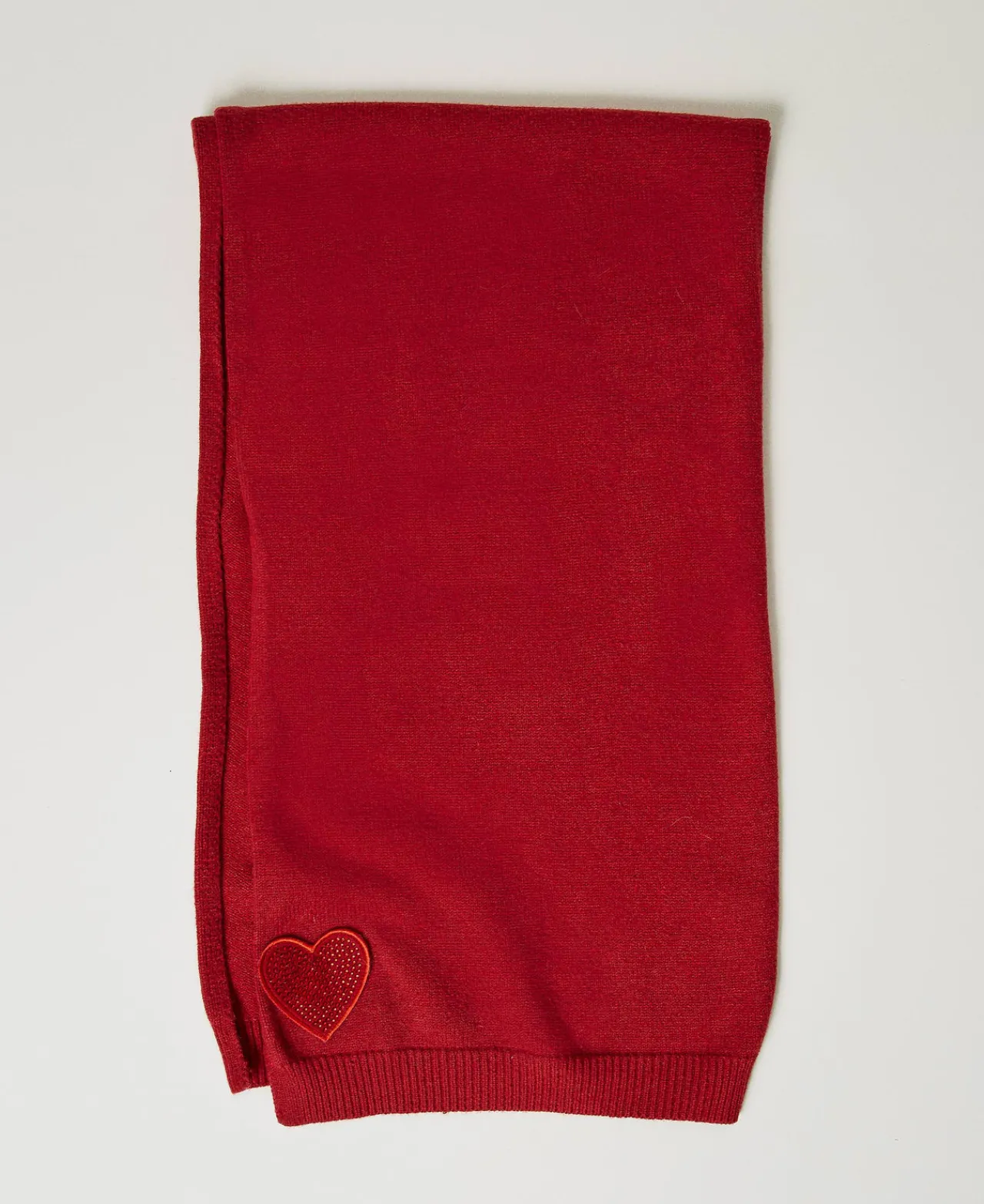 Écharpes*TWINSET Milano Écharpe En Maille Avec Patch En Cœur Rouge Vénitien