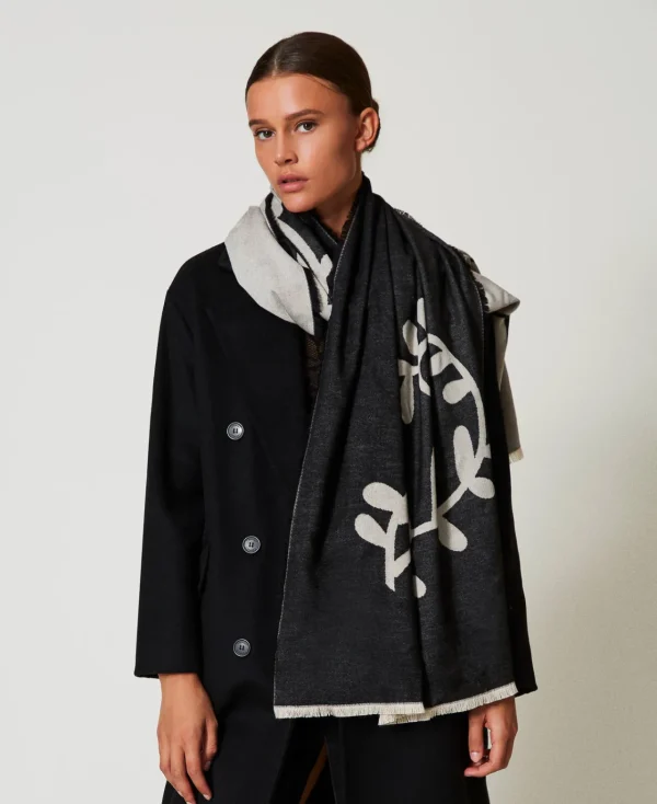 Écharpes*TWINSET Milano Écharpe Jacquard Avec Logo Noir