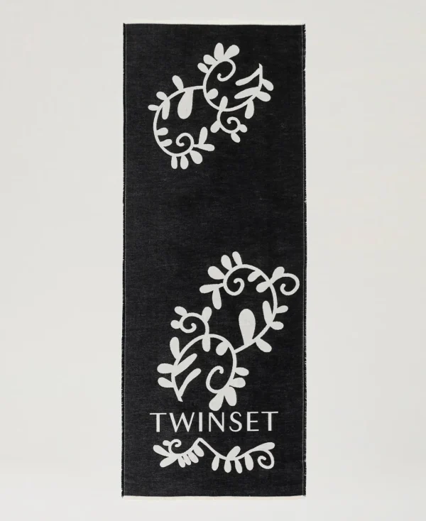 Écharpes*TWINSET Milano Écharpe Jacquard Avec Logo Noir