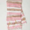 charpe_jacquard_avec_plum_0.webp Écharpes*TWINSET Milano Écharpe Jacquard Avec Plumes Multicolore Rose « Crystal Pink »/Marron « Cinnamon »/Blanc